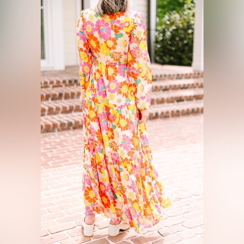 Women’s SUGARLIPS See You Then floral long sleeve maxi dress- Size small - Picture 3 of 7